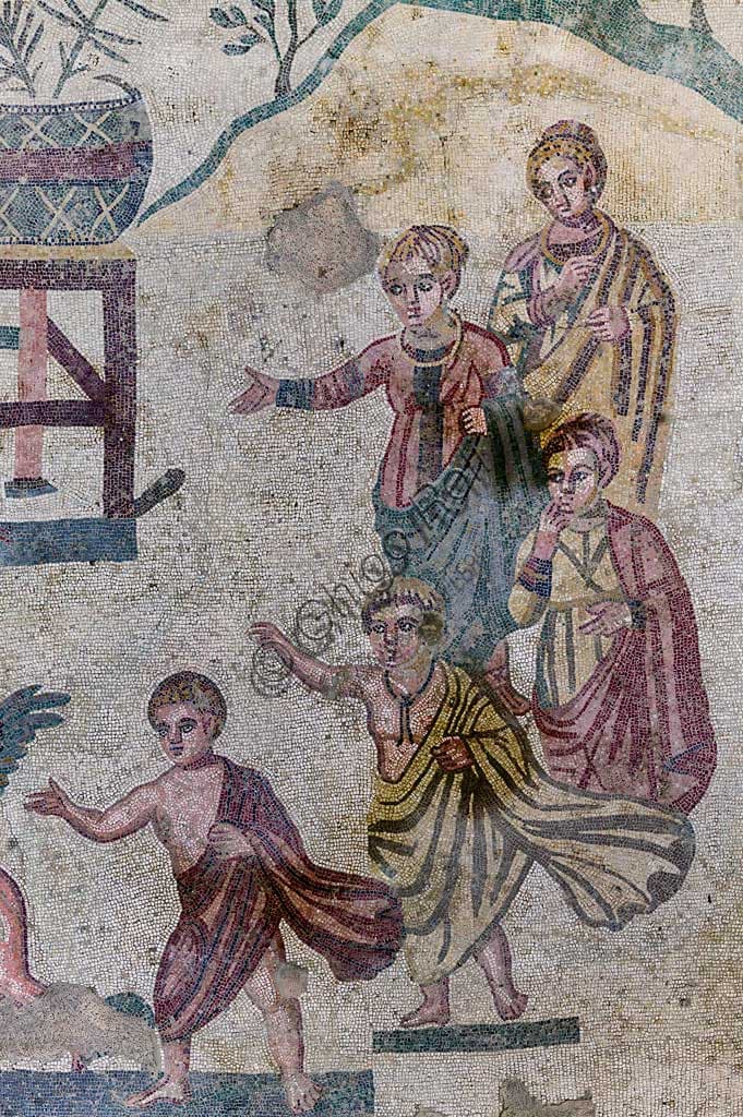 Dettaglio mosaico pavimentale romano, Villa del Casale, Piazza Armerina, sito UNESCO
