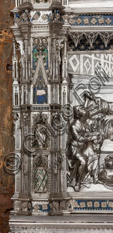 Detail left pillar Silver Altar, Florence Duomo Museum Italy