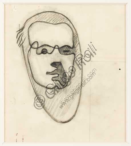Autoritratto 1930 Enrico Prampolini, disegno a matita su carta, Collezione Assicoop-Unipol