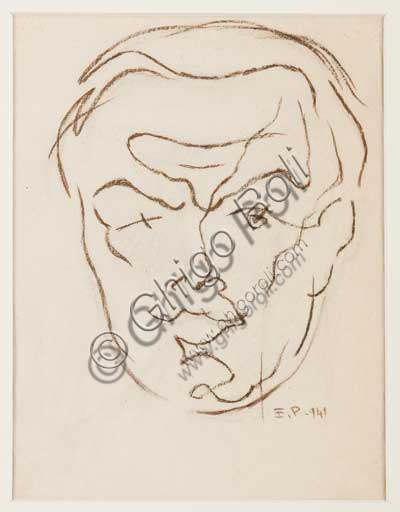 Autoritratto 1941 di Enrico Prampolini, pastello su carta, opera della Collezione Assicoop - Unipol