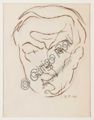 Autoritratto 1941 di Enrico Prampolini, pastello su carta, opera della Collezione Assicoop - Unipol