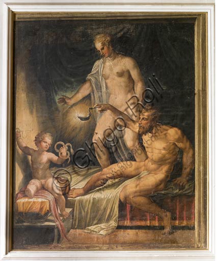 Affresco Ercole fanciullo strozza serpenti Sala Gialla Rocca Meli Lupi Soragna