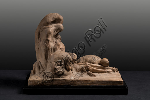 Scultura in terracotta Pietà di Ermenegildo Luppi, bozzetto Compianto sul Cristo morto