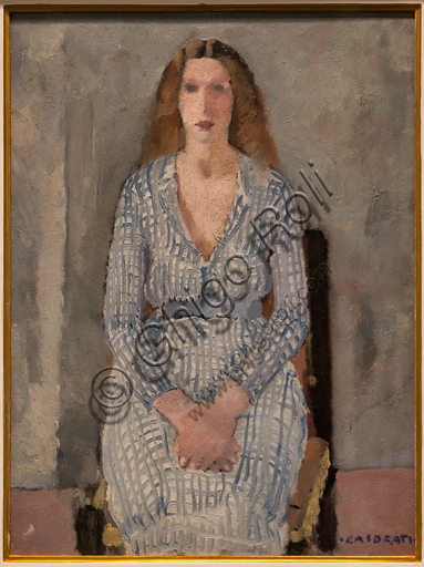 Dipinto Ragazza in azzurro di Felice Casorati, 1933, olio su tela, Museo Novecento Firenze