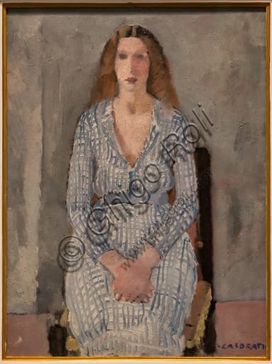 Dipinto Ragazza in azzurro di Felice Casorati, 1933, olio su tela, Museo Novecento Firenze