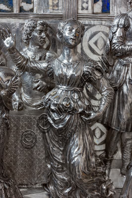 Dettaglio della danzatrice Salomè nella formella 'Il Banchetto di Erode', Museo Opera del Duomo Firenze, Rinascimento toscano