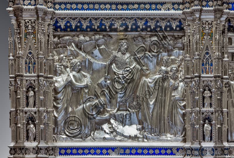 Tile St. John baptizes the crowds, Silver Altar, Museum of the Opera del Duomo Florence