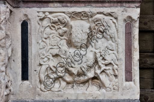 Formella scultorea romanica del portale, Duomo di Genova, opera del Maestro dell'Arca del Battista, 1225