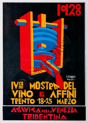 Copertina catalogo IV Mostra del vino e affini, Fortunato Depero 1928, arte futurista italiana