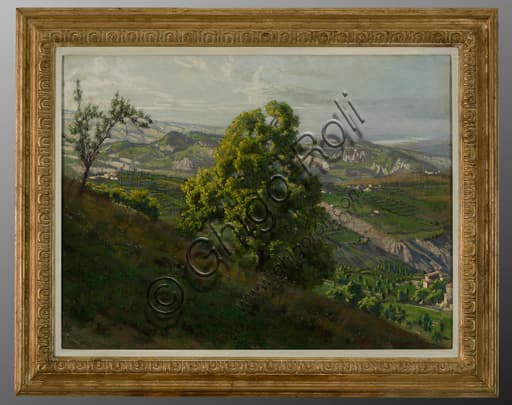 Quadro 'Da Ligorzano, Modena' di Gaetano Bellei, dipinto a olio su tela con paesaggio italiano