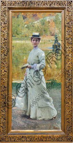 Ritratto all'aria aperta dipinto di Giacomo Grosso, Galleria Ricci Oddi Piacenza