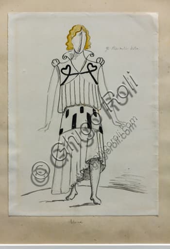 Elvira per I Puritani di Vincenzo Bellini, opera di Giorgio De Chirico, 1933, matita e tempera su carta - Museo Novecento Firenze