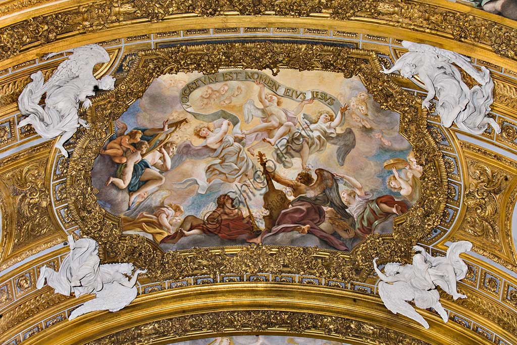 Affresco barocco di Giovan Battista Gaulli Baciccia sulla volta dell'Anticoro, Chiesa del Gesù Roma