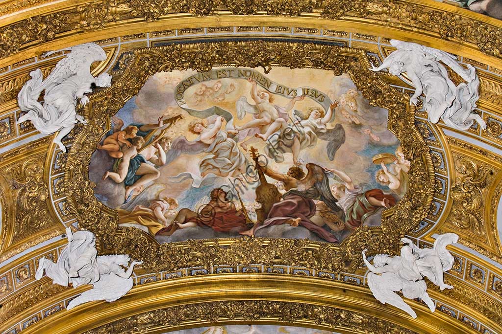 Affresco barocco di Giovan Battista Gaulli Baciccia sulla volta dell'Anticoro, Chiesa del Gesù Roma
