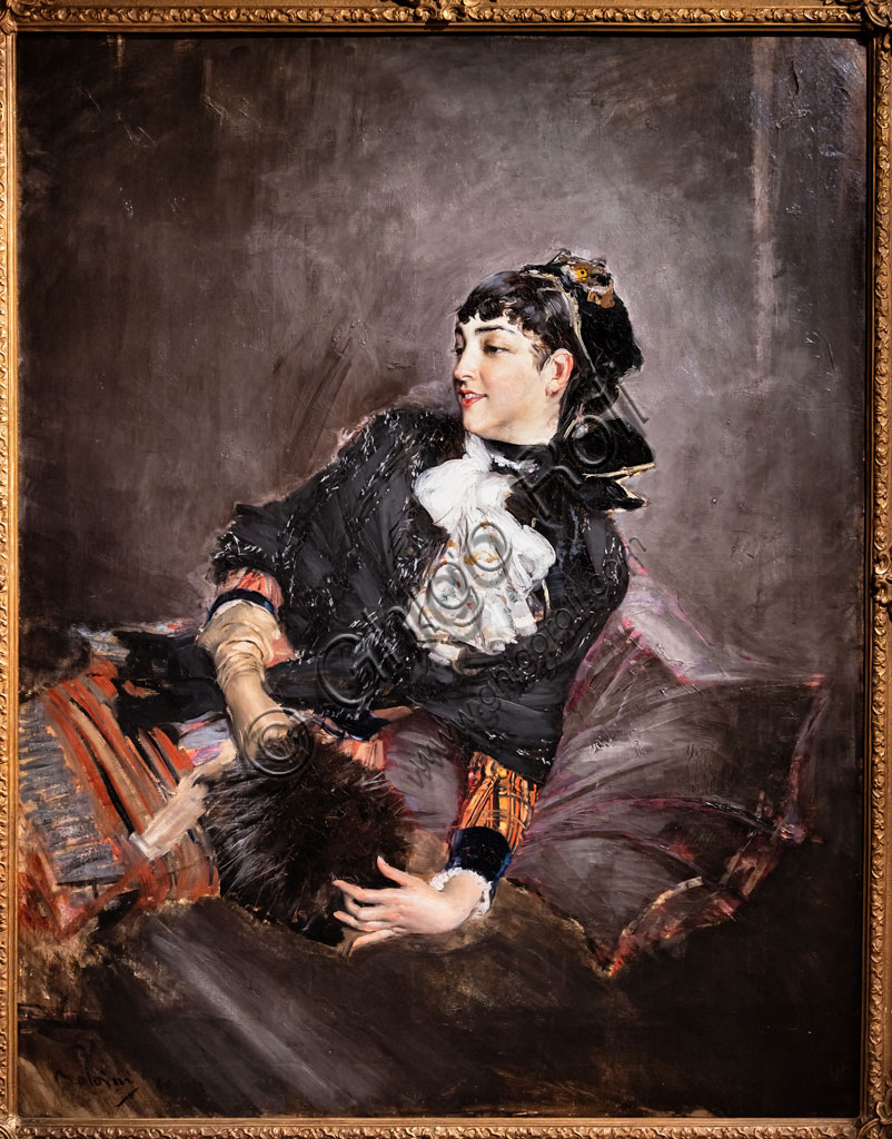 Ritratto della Contessa de Rasty sul divano, opera pittorica di Giovanni Boldini del 1878 in olio su tela