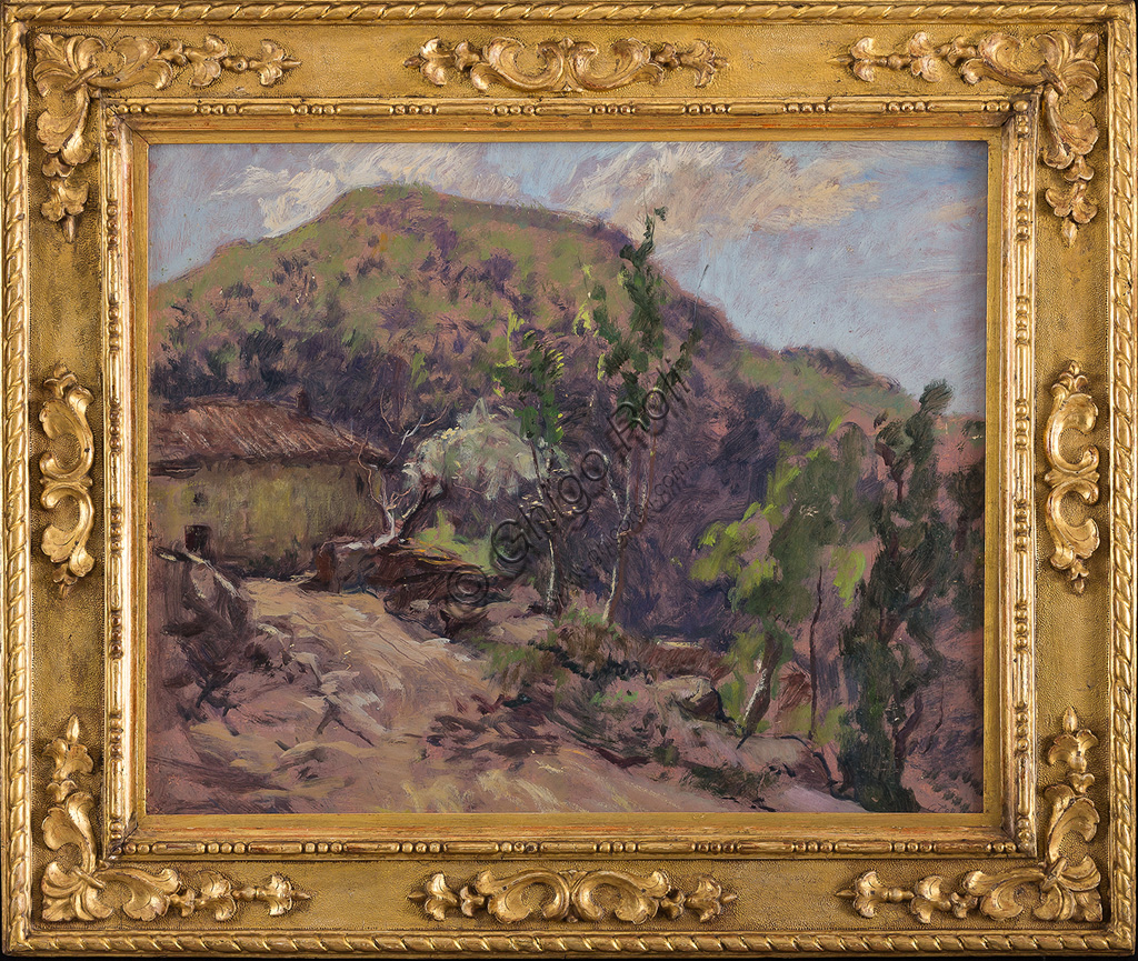 Paesaggio, dipinto olio su tavola di Giovanni Forghieri, Collezione Assicoop-Unipol