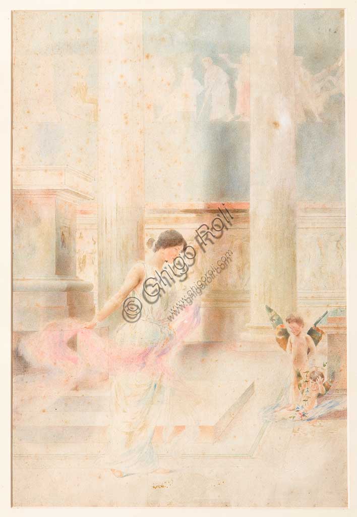 Acquerello Danza Nuziale di Giovanni Muzzioli, Collezione Assicoop-Unipol Modena, dettaglio pittura