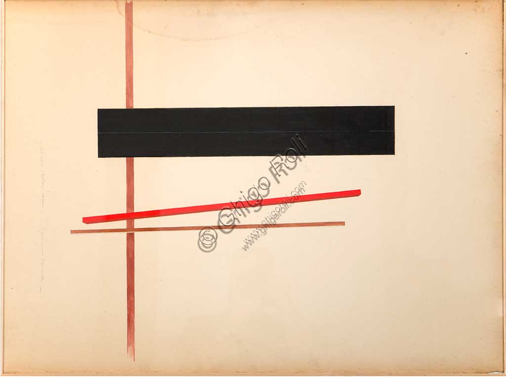 Un Riferimento Due Aste di Giuliano Della Casa, quadro tecnica mista su cartone, opera d'arte moderna italiana