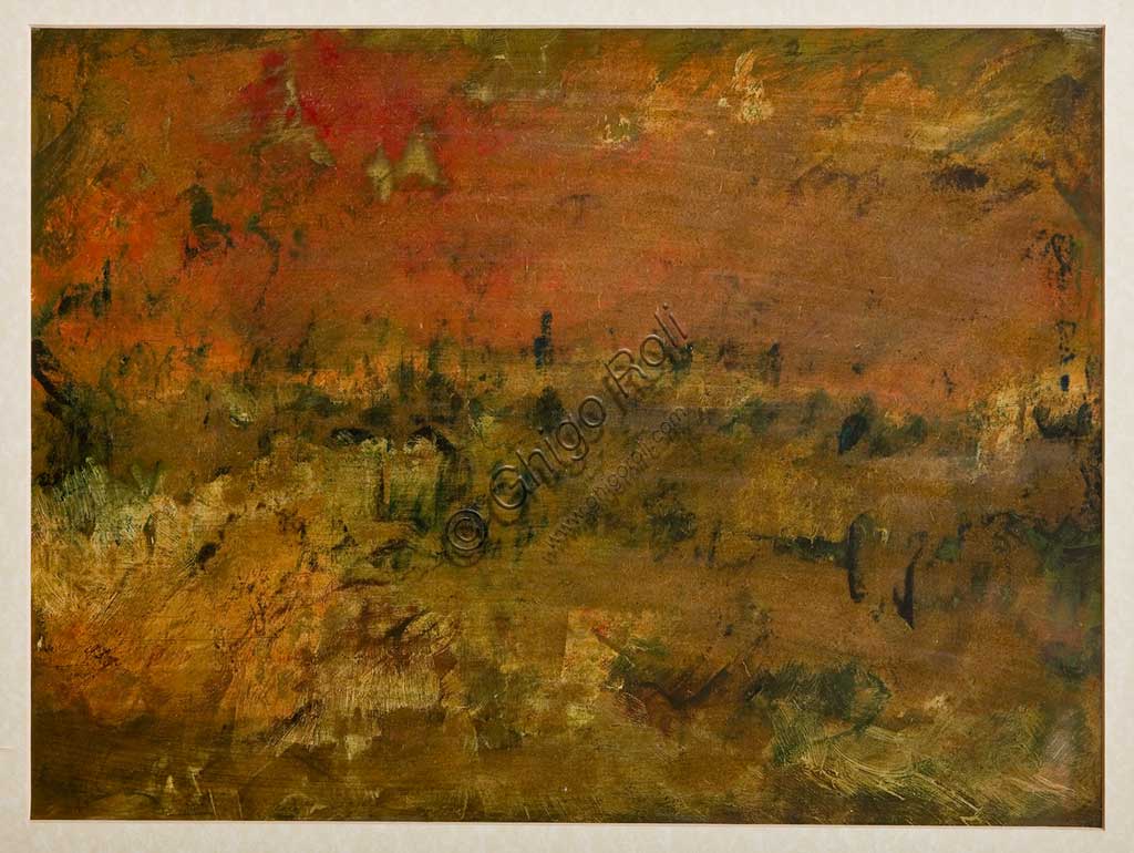 Dipinto Paesaggio di Giulio Rasponi, olio su cartone, Collezione Assicoop Unipol