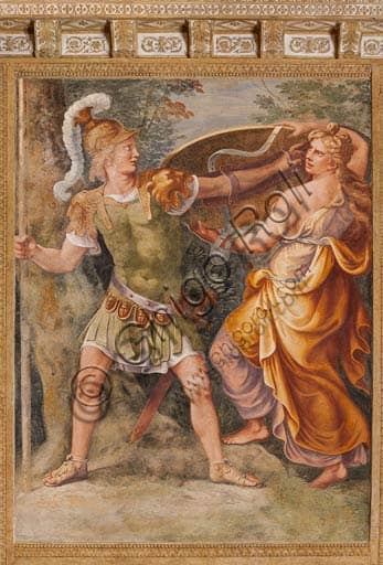 Affresco Teti consegna le armi ad Achille, Giulio Romano, Sala di Troia, Palazzo Ducale di Mantova