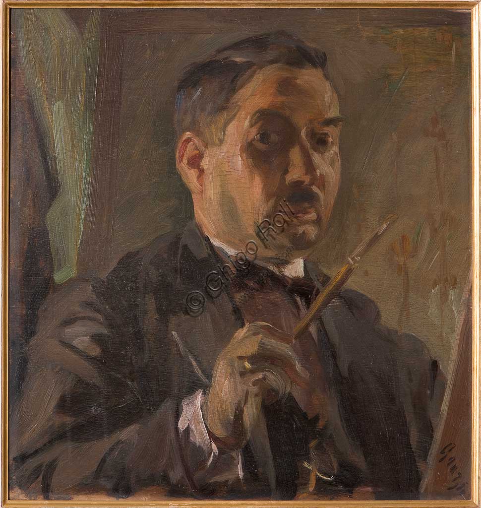 Autoritratto di Giuseppe Graziosi, pittore modenese, olio su compensato