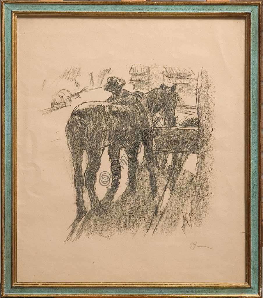 Litografia Il Maniscalco di Giuseppe Graziosi, poster italiano d'epoca, Collezione Assicoop Unipol