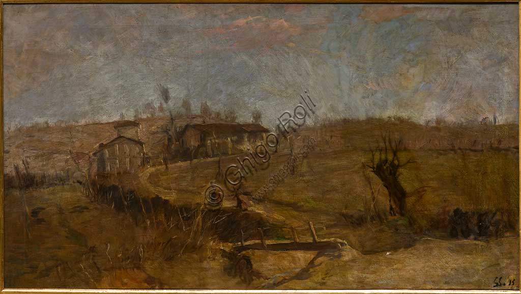 Dipinto Paesaggio di Savignano di Giuseppe Graziosi, olio su tela, Collezione Assicoop Unipol