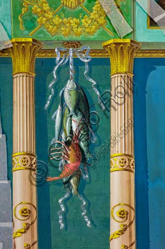Particolare affresco di Giuseppe Patania con pesci e aragosta, Sala Pompeiana, Palazzo dei Normanni Palermo