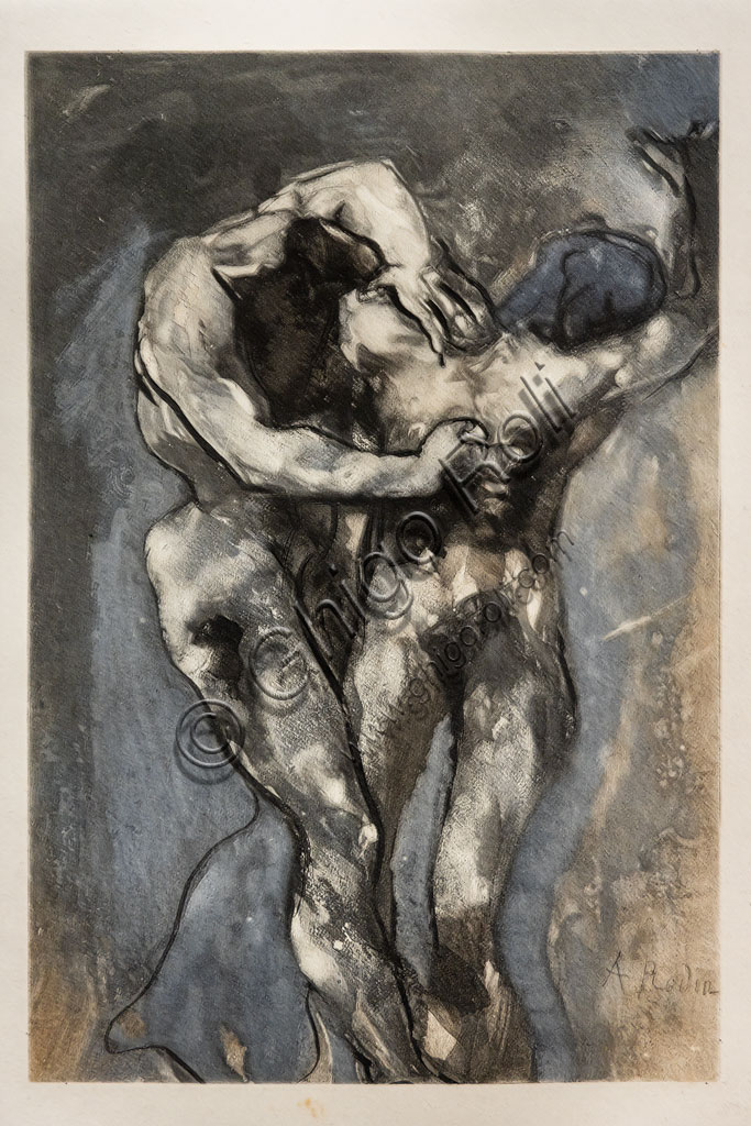 Fotoincisione Gli Eretici di Auguste Rodin, ispirata alla Divina Commedia di Dante, 1897