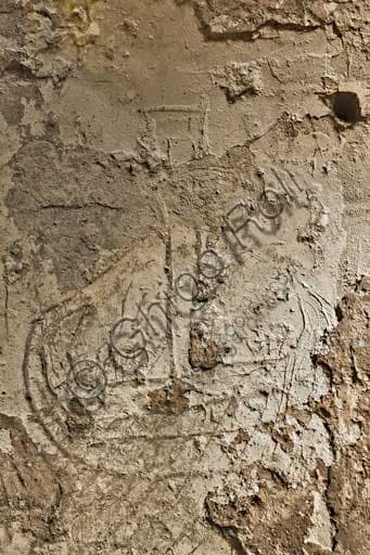 Graffito medievale di nave vichinga nella Sala dei Graffiti, Palazzo dei Normanni, Palermo