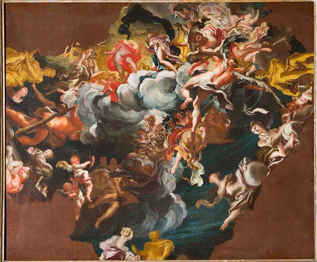 Oil painting sketch for the Great Hall vault by Gregorio De Ferrari, 1689, Palazzo Rosso Genoa UNESCO site