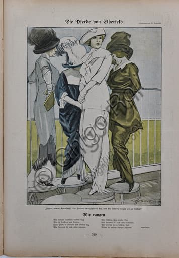 Illustrazione Simplicissimus di Marcello Dudovich, stampa tipografica per rivista satirica anni dieci del Novecento