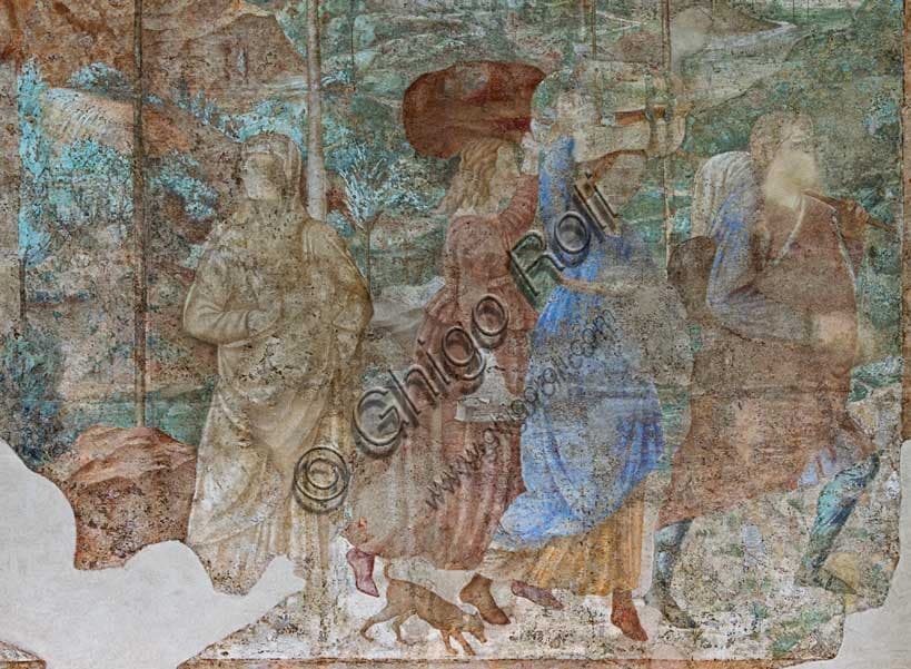 Particolare dell'affresco Incendio di Sodoma di Benozzo Gozzoli, Camposanto Monumentale di Pisa