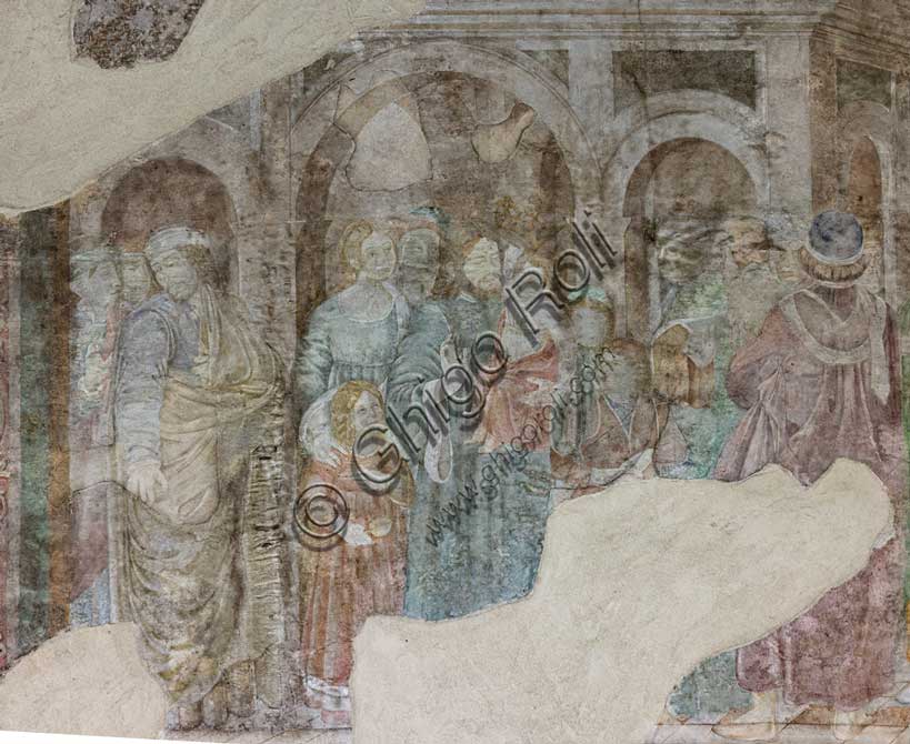 Particolare dell'affresco Infanzia e giovinezza di Mosè di Benozzo Gozzoli nel Camposanto Monumentale di Pisa