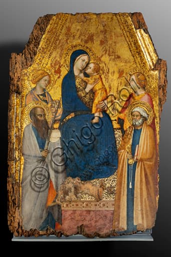 Dipinto Madonna con Bambino e Santi di Lippo Vanni, tempera su tavola con fondo oro, Museo MODO Orvieto