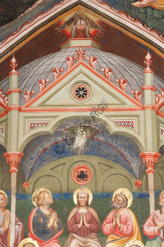 Affresco Pentecoste dettaglio Maestro di Vignola Cappella Contrari Rocca di Vignola Emilia Romagna arte gotica