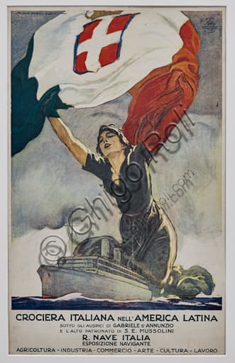Manifesto pubblicitario La Crociera italiana nell'America latina, Marcello Dudovich, 1924, cromolitografia