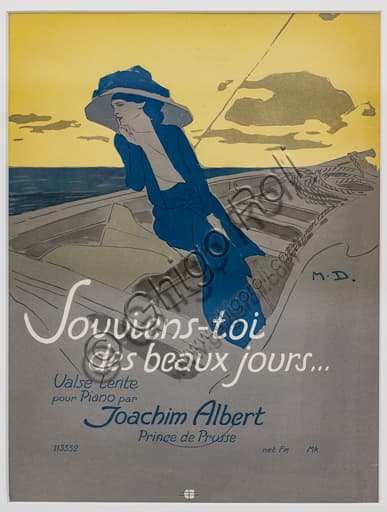 Souviens-toi des beaux jours - manifesto pubblicitario cromolitografico di Marcello Dudovich, arte Liberty 1899-1906