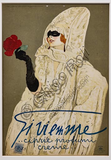 Manifesto pubblicitario vintage GI VI EMME, cromolitografia di Marcello Dudovich 1923, pubblicità per ciprie e profumi