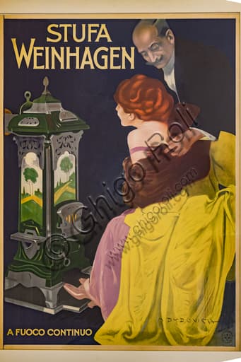 Manifesto pubblicitario Stufa a Weinhagen di Marcello Dudovich del 1906, litografia su carta