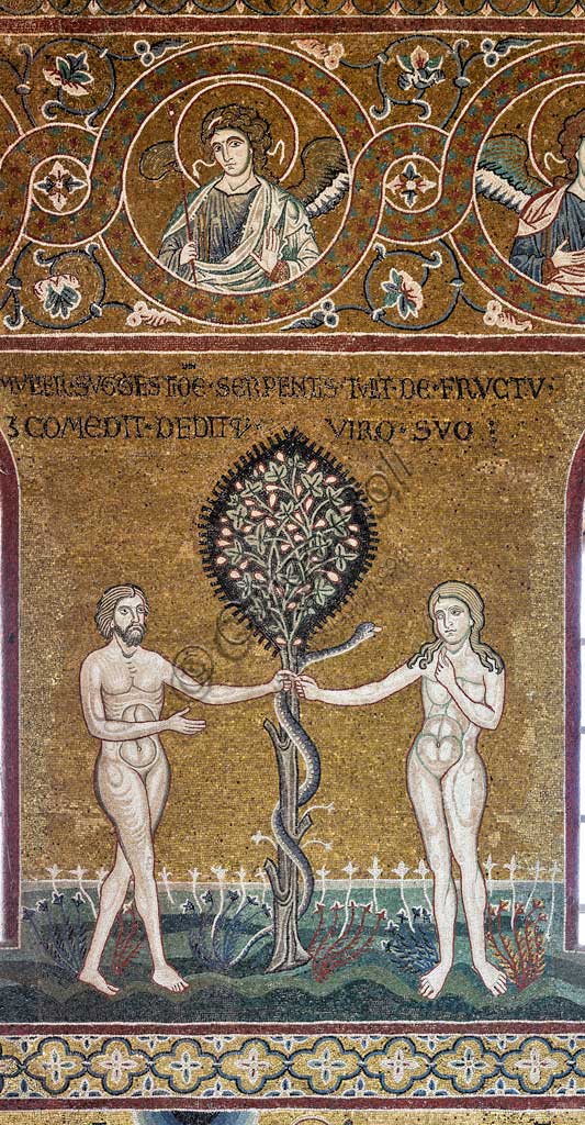 Mosaico bizantino Il Peccato Originale, Duomo di Monreale, Paradiso Terrestre