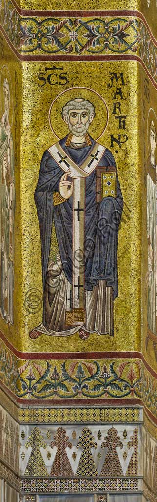 Dettaglio del mosaico bizantino di San Martino, Duomo di Monreale, XII secolo, fondo oro