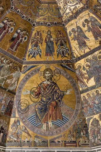 Particolare del mosaico del Cristo Giudice, Giudizio Universale, cupola del Battistero di San Giovanni, Firenze