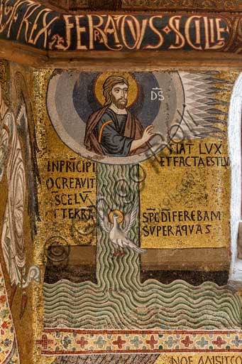 Mosaico bizantino Fiat Lux, Dio crea la luce, Cappella Palatina, Palazzo dei Normanni, Palermo