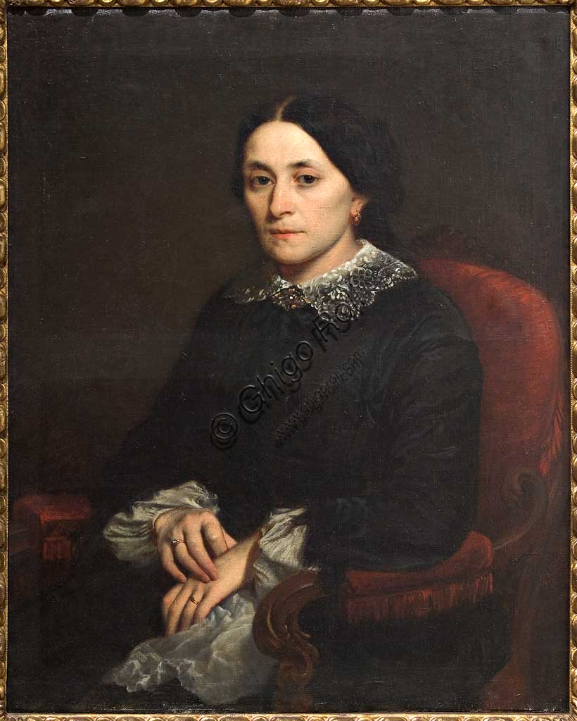 Ritratto di signora, dipinto a olio su tela di Narciso Malatesta, 1835-1896