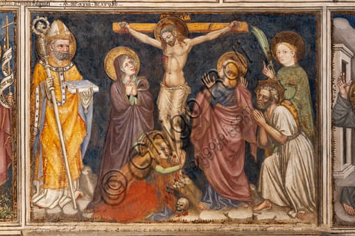 Dettaglio dell'affresco della Crocifissione di Ottaviano Nelli, 1424, Cappella Trinci, Foligno
