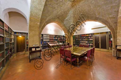 Veduta di Palermo con il Palazzo dei Normanni, la Torre Pisana e la Sala del Tesoro, oggi biblioteca