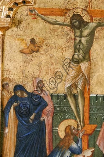 Dettaglio del Polittico della Crocifissione di Paolo Veneziano, dipinto su tavola gotica italiana, Museo della Cattedrale di Rab, Croazia