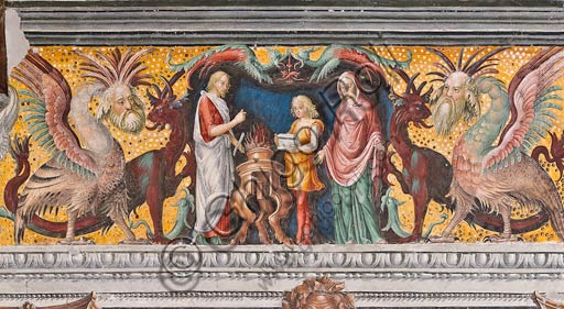 Particolare affresco del segno dei Gemelli di Giovan Maria Falconetto, Sala dello Zodiaco, Palazzo D'Arco Mantova