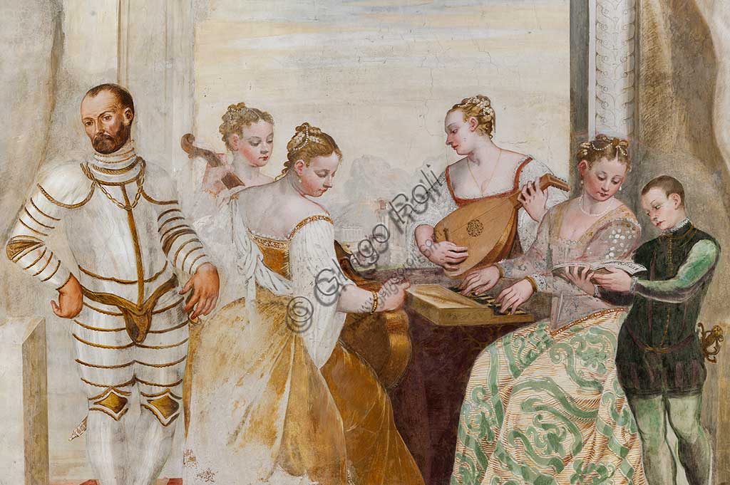 Particolare dell'affresco Il Concerto di Giovanni Antonio Fasolo, Villa Caldogno